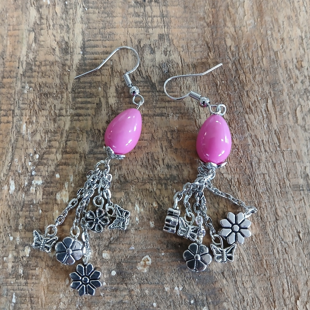 Handcrafted Pink Springtime Earrings